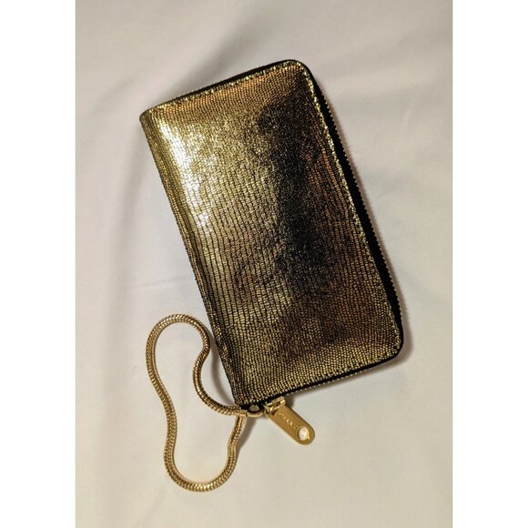 MILLY Gold Glitter Wallet / Clutch with wrist strap - Like New - Picture 2 of 5